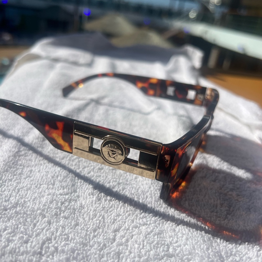 Versace Brown and Gold Glasses with Tortoiseshell Design